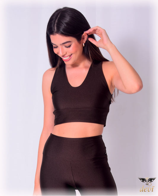 Top Cropped Double Metálico