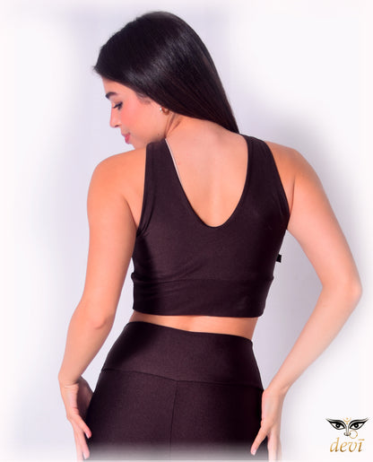 Top Cropped Double Metálico