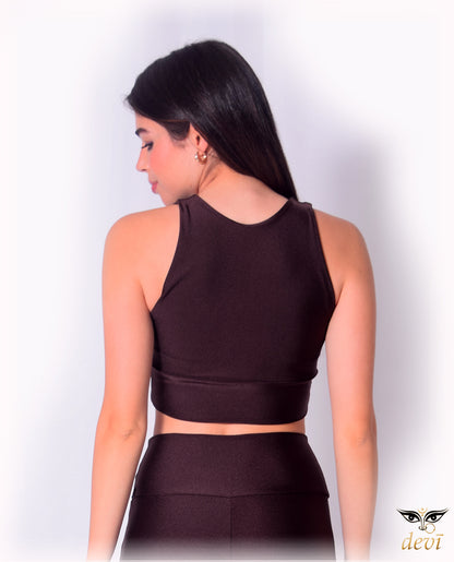 Top Cropped Double Metálico